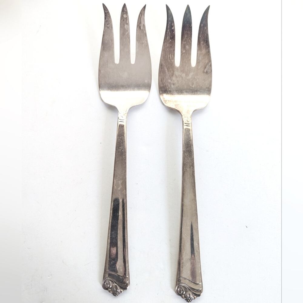 Vintage Holmes & Edwards IS Silver Plated DeepSilver Set of 2 Serving Forks